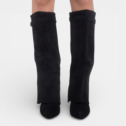 Damskie kozaki do kolan z grubym obcasem i zamkiem błyskawicznym