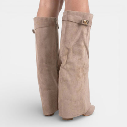 Damskie kozaki do kolan z grubym obcasem i zamkiem błyskawicznym