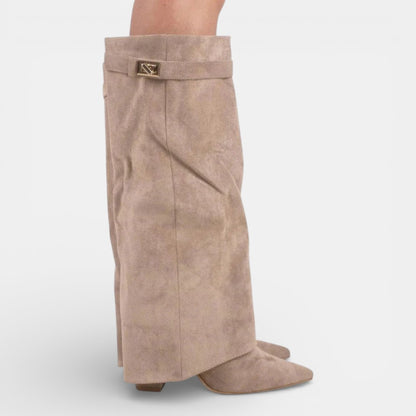 Damskie kozaki do kolan z grubym obcasem i zamkiem błyskawicznym